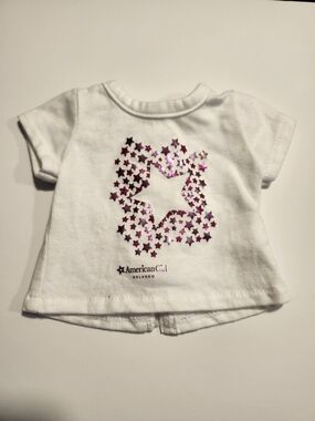 American Girl 18 Inch Doll White Tee with Pink Star Logo Design
